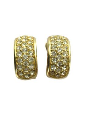 Dior Earrings Logo Rhinestone Gold